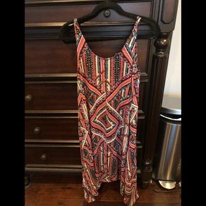 Aqua colorful asymmetric midi flowy dress M 8 10